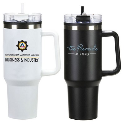 40 Oz. Stainless Steel Mug w/ Polypropylene Liner and Straw Lid